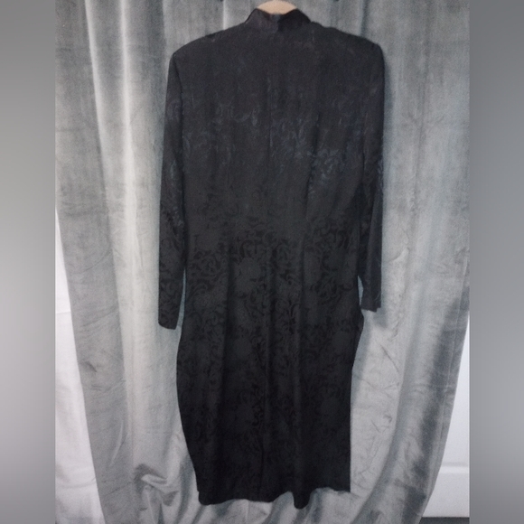 Vintage R&M Richards Black Satin Long Jacket w/ Frog Closure & Pants Set Size 16 - Picture 6 of 9